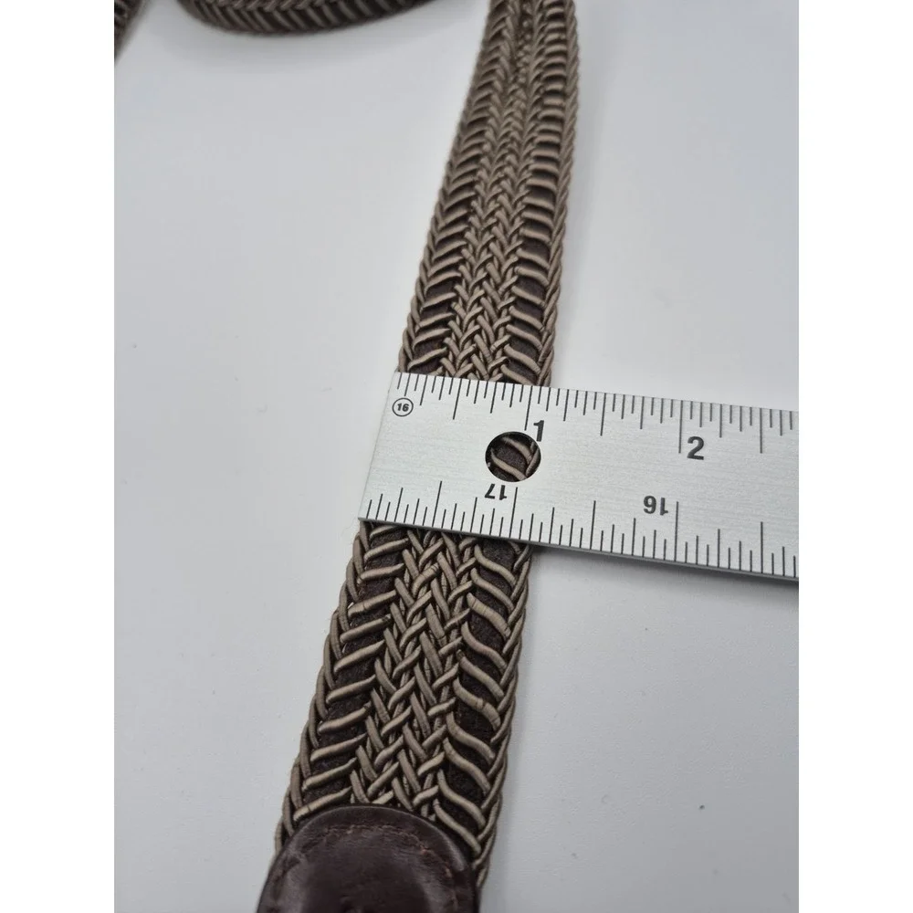 Torino Belt Mens 38 Brown Tan Leather Braided Woven Casual